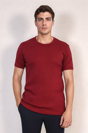 VELVARDE DÜZ BİSİKLET YAKA TSHIRT KİREMİT (1881)